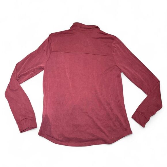 Green Envelope Los Angeles Women’s Blouse Size Small Burgundy Long Sleeve Button - Picture 2 of 4